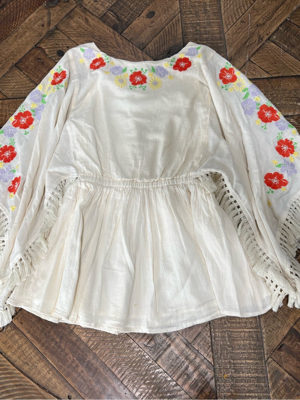 NWT Cat & Jack Girls L 10/12 100% Cotton Embroidered Fringe Boho Dress